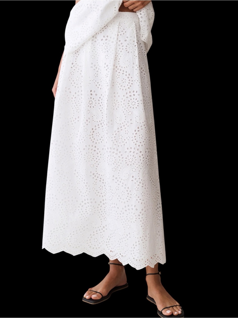 Few Moda o.p.t. Teresa Cotton Skirt White Cotton Eyelet Maxi NWT